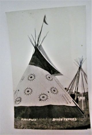 Rppc Fiske Photo Postcard,  " Sioux Tepees "