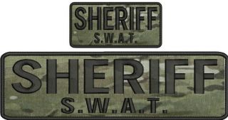 Sheriff Swat Embroidery Patch 3x10 And 2x4 Hook On Back Multicam.