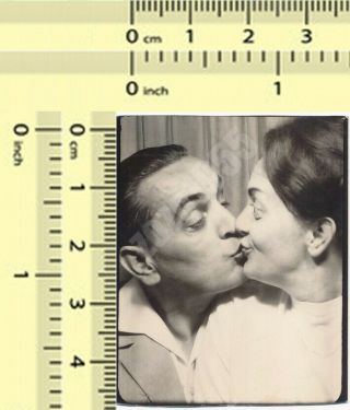 Photo Booth Couple Kissing,  Man & Woman Kiss Vintage Old Photo