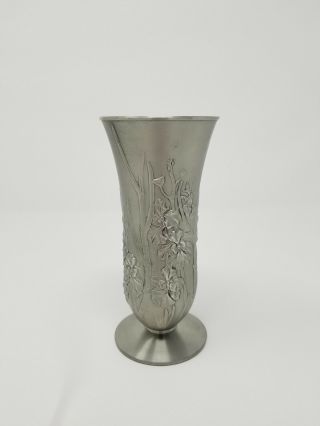 Royal Selangor Pewter Bud Vase Art Nouveau Flowers 5 3/4 " Tall