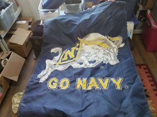 United States Naval Academy Go Navy Blue Flag Bill The Goat 27x37 Go Navy Usna
