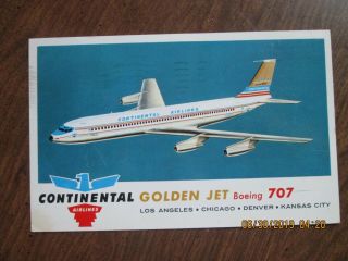Airline/airport Postcards: Continental Airlines 707 Goldejet Airline Issue
