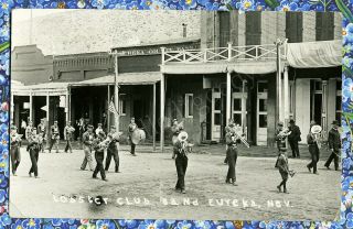 1900s Gold Mining Town Eureka Nevada Band On Main Street Real Photo Postcard
