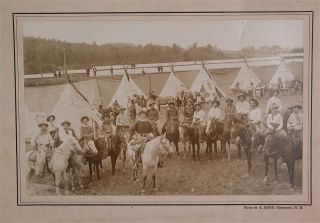 Ca1905 Buffalo Bills Wild West Cast Photograph Large Card Mount Photo Cowboys