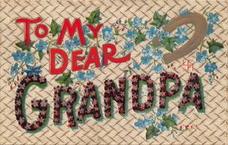 To My Dear Grandpa - Lucky Horseshoe - Large Letter Postcard 1910 Psmk