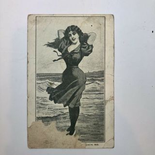 Postcard Md Chesapeake Beach Pinup Girl Women 1898