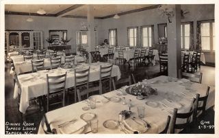 C30/ Tapoco Lodge North Carolina Nc Rppc Postcard C1940s Interior Dining Room