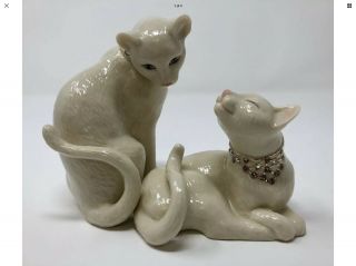 Lenox “sweet Devotion” Cats With Swarovski Jeweled Collars.  Perfect