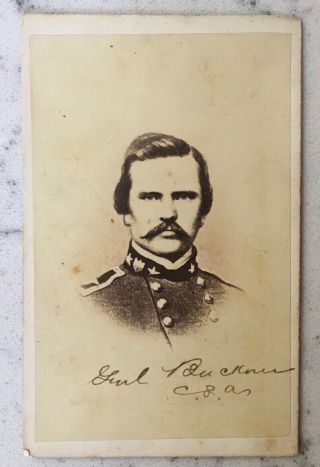 Antique Civil War Cdv Photograph Confederate General Simon Bolivar Buckner Csa