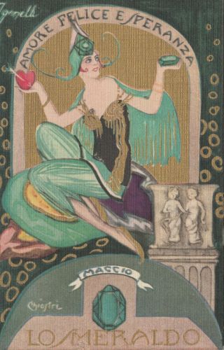 Art Deco ; Chiostri ; Woman In Green " Maccio ",  1910 - 30s