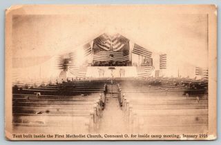 Conneaut Ohio Patriotic Indoor Tent Meeting @ First Methodist Church 1916 B&w
