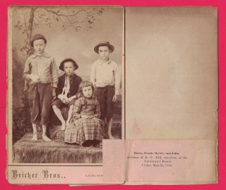 Antique Cabinet Photo,  Brothers & Sister Who Survived The 1889 Johnstown Flood