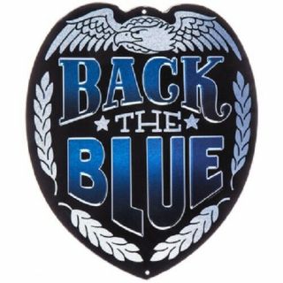 Back The Blue Police Metal Sign Wall Embossed Law Enforcement Badge Man Cave Dec