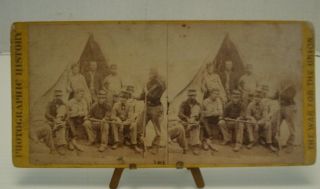 Antique Civil War Sibley Tent & Co G Soldiers Ny 71st Stereoview Card Real Photo