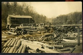 Rppc Real Photo Postcard Logging Scene Ghost Town Masten Lycoming Pennsylvania