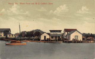 Fl - 1909 Very Rare Florida Waterfront & W.  D.  Collier’s Store At Marco,  Fla