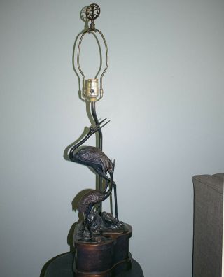 Frederick Cooper Cranes Form Figural Bronze Metal Table Lamp 2