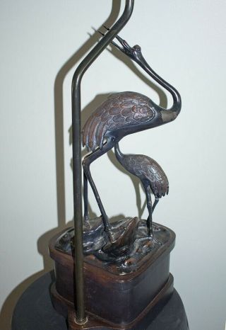 Frederick Cooper Cranes Form Figural Bronze Metal Table Lamp 5
