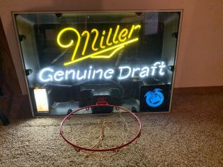 1993 Miller Draft Basketball Rim Neon Sign Light