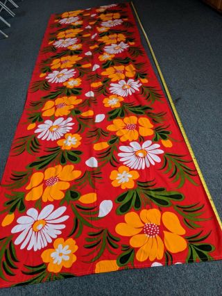 Vtg Mid Century Mod Rectangular Tablecloth Red Orange Yellow Ex Cond.  Banquet