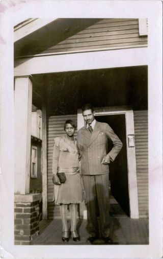 Portrait Of African American Couple Ca 1929 Snapshot Photo,  Birmingham,  Al Studio