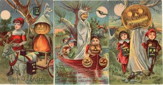 SET OF ELEVEN,  SERIES 6500 - 6511 HALLOWEEN POSTCARDS UNKNOWN PUBLISHER 2