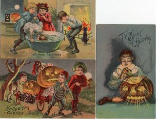 SET OF ELEVEN,  SERIES 6500 - 6511 HALLOWEEN POSTCARDS UNKNOWN PUBLISHER 3