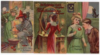 SET OF ELEVEN,  SERIES 6500 - 6511 HALLOWEEN POSTCARDS UNKNOWN PUBLISHER 4