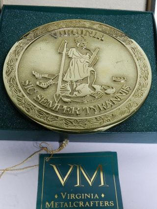 Rare Vintage Virginia Sic Semper Tyrannis Brass Trivet W/ Box Vt2732