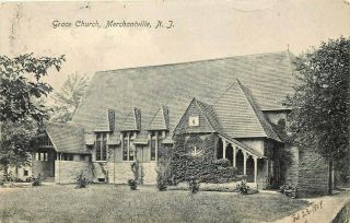 1909 Jersey Photo Postcard: Grace Church,  Merchantville,  Nj