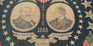 Benjamin Harrison Morton 1888 campaign Handkerchief political President 9