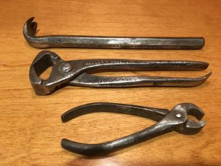 Antique Blacksmith/farrier Tools,  Heller Bros.  Nippers,  Stanley Cat 