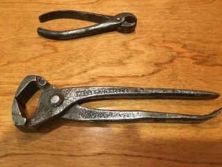 Antique Blacksmith/Farrier Tools,  Heller Bros.  Nippers,  Stanley Cat ' s Paw,  Tongs 5