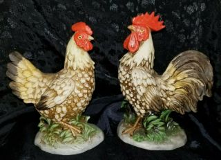 Vintage Homco Rooster And Chicken Figurines,  1446.