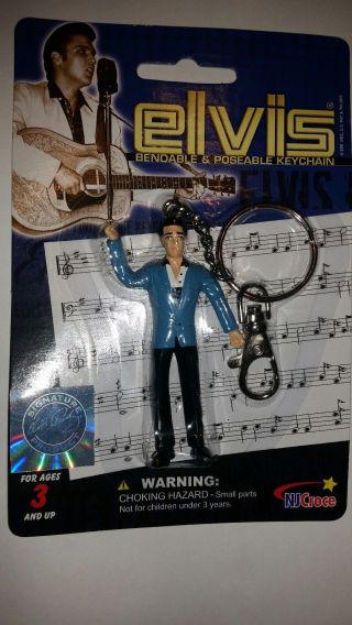 Elvis Presley Signature Bendable Bendy Action Figure Keychain Hologram Moc Rare