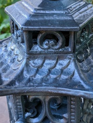 Vintage Japanese Cast Iron Pagoda Garden Lamp Lantern 4