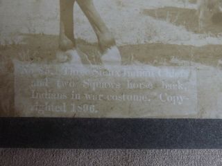 ALBUMEN 1896 Photograph Three Sioux Chiefs & Squaws on Horse Back Sepia 2