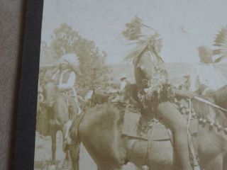 ALBUMEN 1896 Photograph Three Sioux Chiefs & Squaws on Horse Back Sepia 4