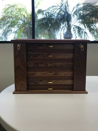 60 Pen Display Case,  Glass Top,  Rosewood,  Brass hardware,  Made in Italy 4