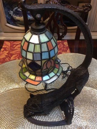 Cat Stained Glass Tiffany Style Table Desk Lamp Night Light