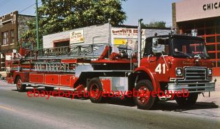 Fire Apparatus Slide,  Truck 41,  Chicago / Il,  1975 Ih / 1976 Seagrave Tiller