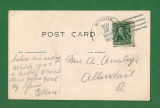Spruce,  Pocahontas Co,  Wv Dpo Postmark On Cass Masonic Temple Postcard,  Nov 1909