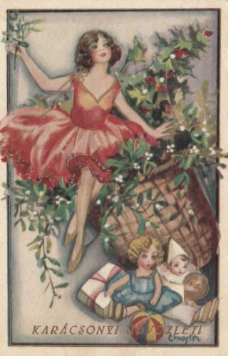 Art Deco ; Chiostri ; Christmas Girl In Red Dress,  1930