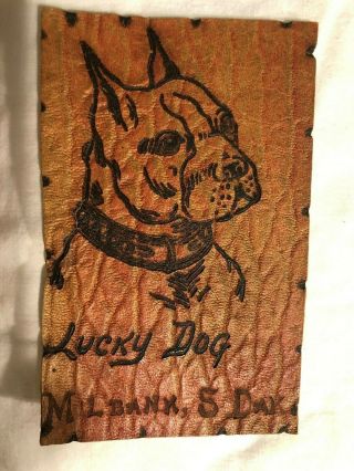 Lucky Dog Milbank,  Sd Vintage Leather Postcard