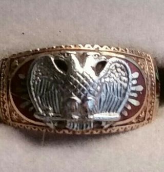 32 Degree Masonic Ring Double Eagle.  Size 9