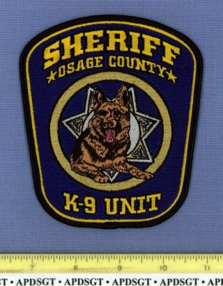 Osage County Sheriff K - 9 Unit Oklahoma Sheriff Police Patch K9 Dog Canine