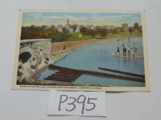 Vintage Postcard Lawrence Kansas Potter Lake Kansas State University