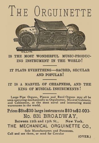 c.  1878 Mechanical Organette 2 - Spool Roller Organ,  Uncommon 2