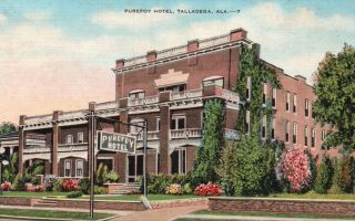 Talladega,  Alabama,  Al,  Purefoy Hotel,  Linen Vintage Postcard G1800