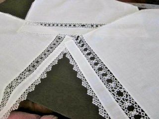 Three Hand Made Vintage White Table Runners Dresser Scarfs With Tatting Pristine